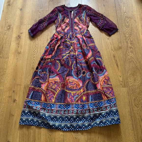 NWT Anthropologie Maren Embroidered Maxi Dress Size 4 Petite Sunset Motif Purple - Picture 7 of 16
